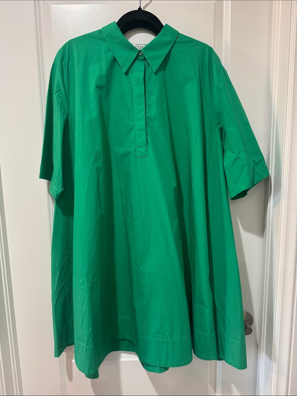 COS Kelly Green Short-Sleeve A Line Dress Size 14  NWT.